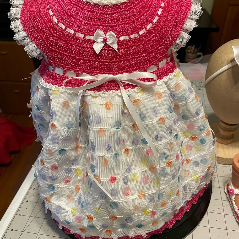 Pink and White Kids Dress with Bow Accents
